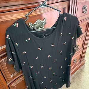 Black Cherry Print Women's Top